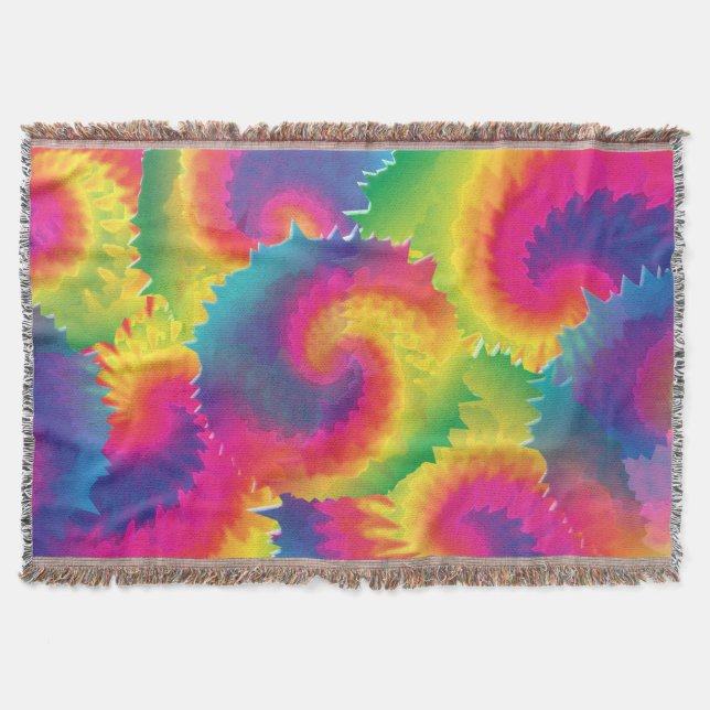 Cool Rainbow Tie Dye Pattern Throw Blanket (Front)