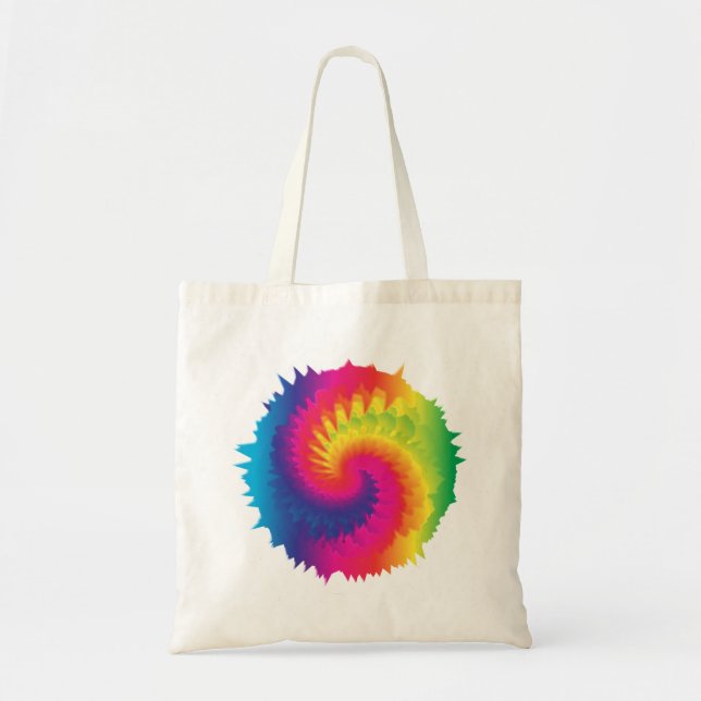 Cool Rainbow Tie Dye Tote Bag (Front)