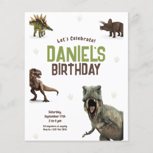 Cool Realistic Dinosaur Birthday party Flyer
