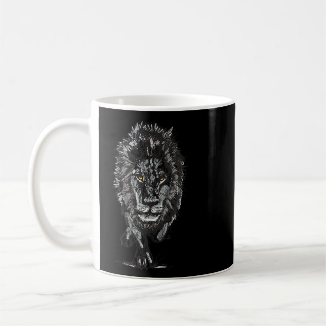 Cool Realistic Lion Roaring Roar Design King Of Ki Coffee Mug (Left)