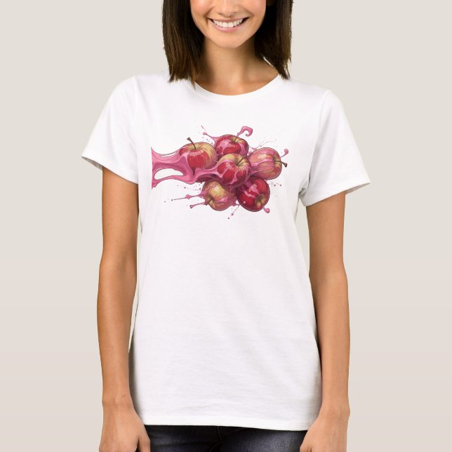 Cool Red Abstract Apple Original Design T-Shirt (Front)