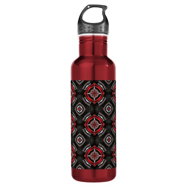 Cool Red and Black Geometric Pattern 710 Ml Water Bottle (Front)