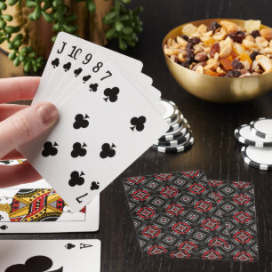 Cool Red and Black Geometric Pattern Playing Cards