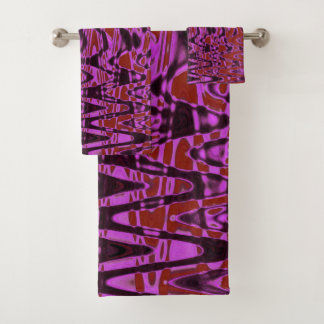 Cool Red and Hot Pink Abstract Tie Dye Waves Bath Towel Set