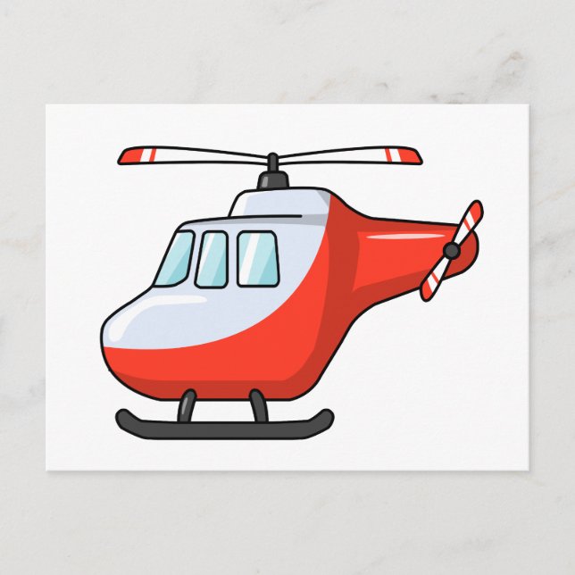 Cool Red and White Cartoon Helicopter Postcard (Front)
