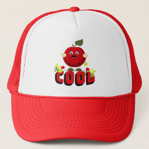 Cool red apple trucker hat