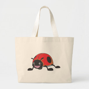 Cool Red Baby Ladybug Cartoon Large Tote Bag