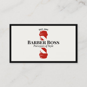 Cool Red  Barber Pole Barbershop Business Card