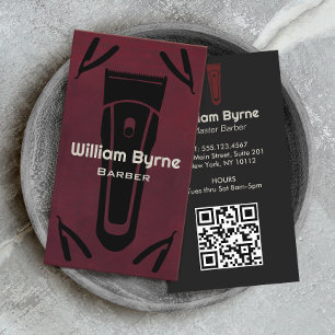 Cool Red Barber Shop Hair Stylist Straight Razor  Business Card