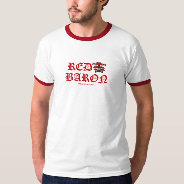 Cool red baron plane t-shirt design (Front)