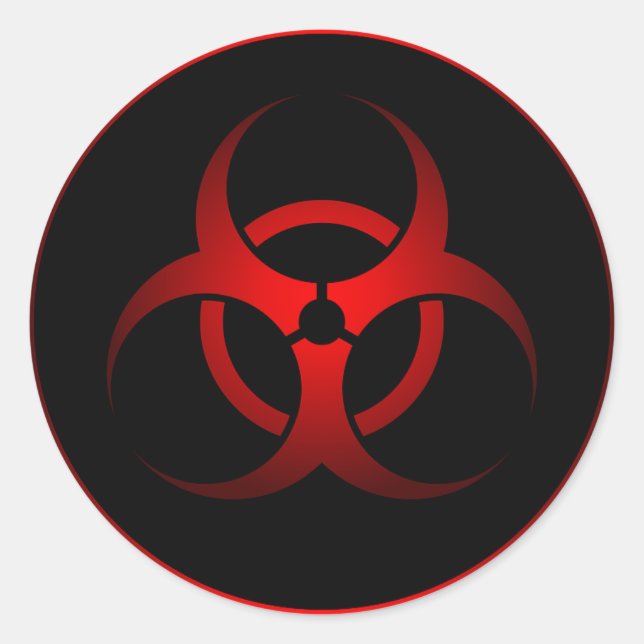 Cool Red & Black Chemical Biohazard Danger Symbol Classic Round Sticker (Front)