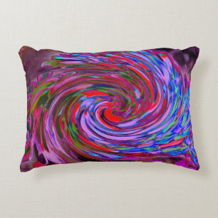 Cool Red, Blue and Pink Abstract Floral Swirl Decorative Cushion