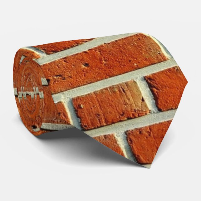 cool red brick pattern neck tie  (Rolled)