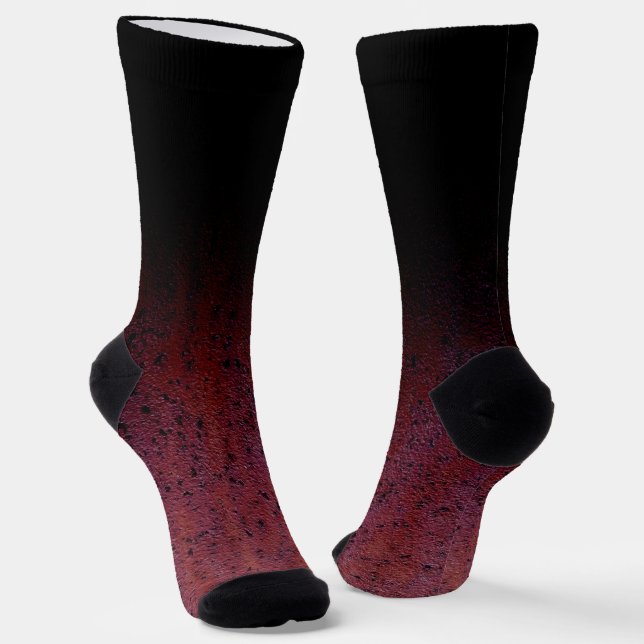 Cool Red Brown Black Ombre Rust Metal Patina Socks (Angled)