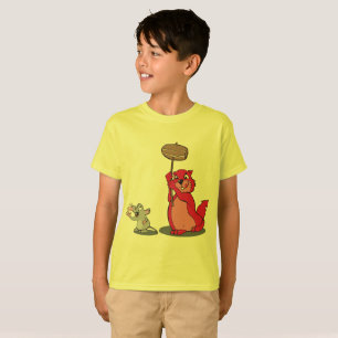 Cool Red Cat and Mouse Boys' Graphic Tee - Fun