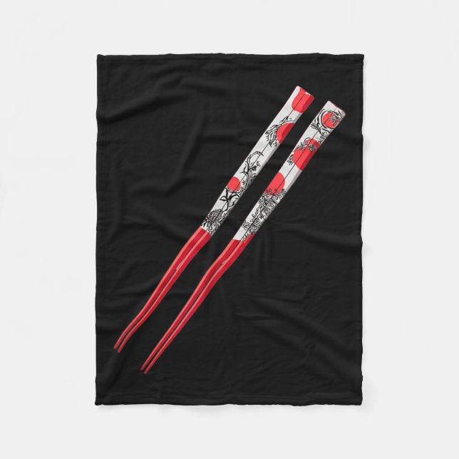 Cool Red Chopsticks Costume Fleece Blanket (Front)
