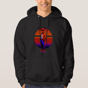 Cool Red Deer Modern Urban Style Sunset Retro Art Hoodie