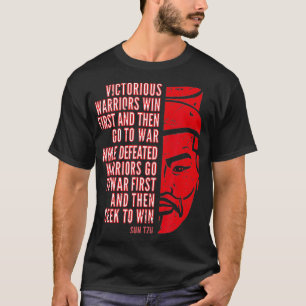 Cool Red Distressed Sun Tzu Portrait with Quote T-Shirt