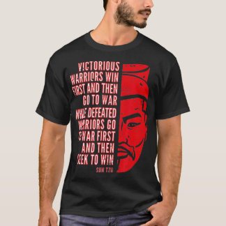 Cool Red Distressed Sun Tzu Portrait with Quote T-Shirt