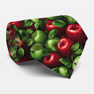 Cool red green apple tiled pattern tie