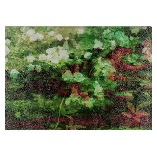 Cool red green flower art pattern. Nature concept Cutting Board (Front)