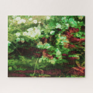 Cool red green flower art pattern. Nature concept Jigsaw Puzzle