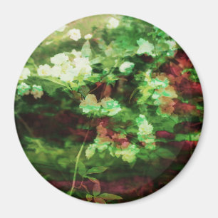 Cool red green flower art pattern. Nature concept Magnet