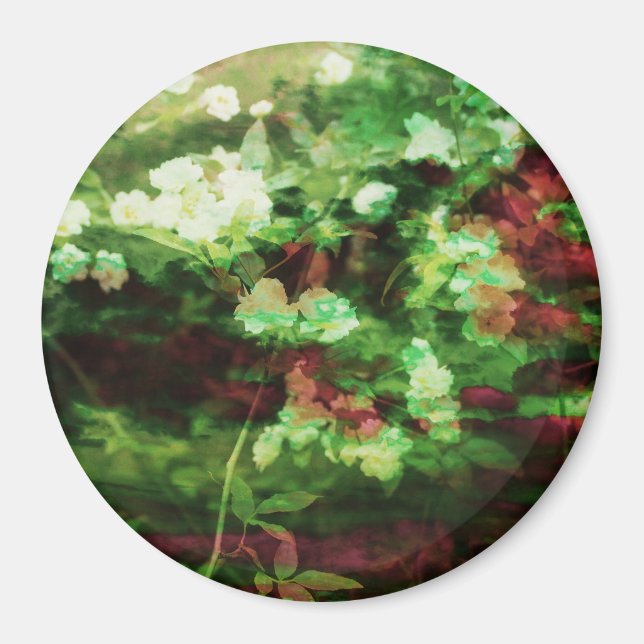 Cool red green flower art pattern. Nature concept Magnet (Front)