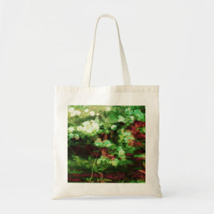Cool red green flower art pattern. Nature concept Tote Bag