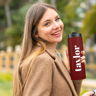 Cool Red Modern Minimalist Trendy Personalised Thermal Tumbler
