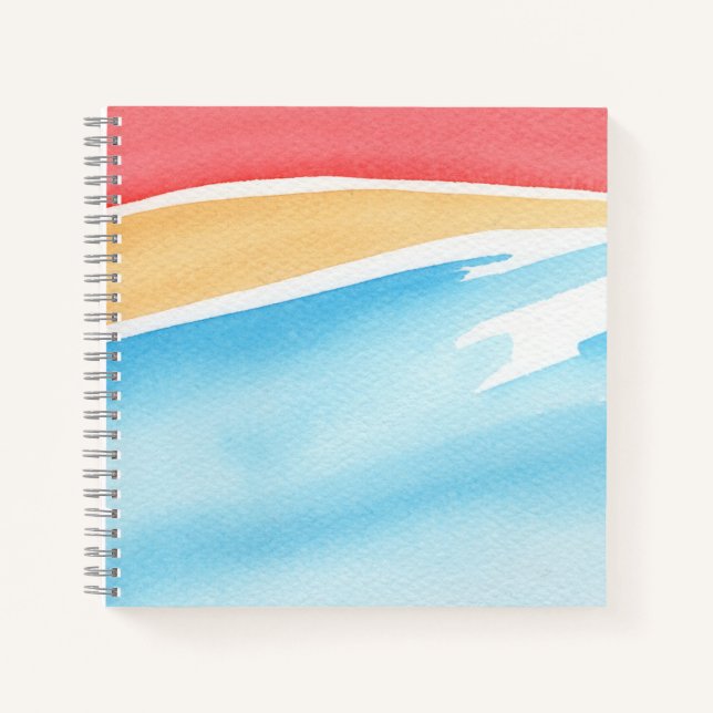 Cool Red Orange and Blue Watercolor Strokes Notebook (Front)