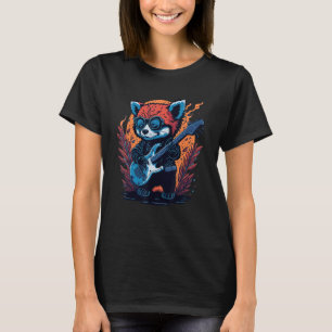 Cool Red Panda Playing Guitar Graphic Animal Enthu T-Shirt
