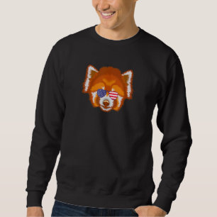 Cool Red Panda Wearing Usa Flag Sunglasses Us Amer Sweatshirt