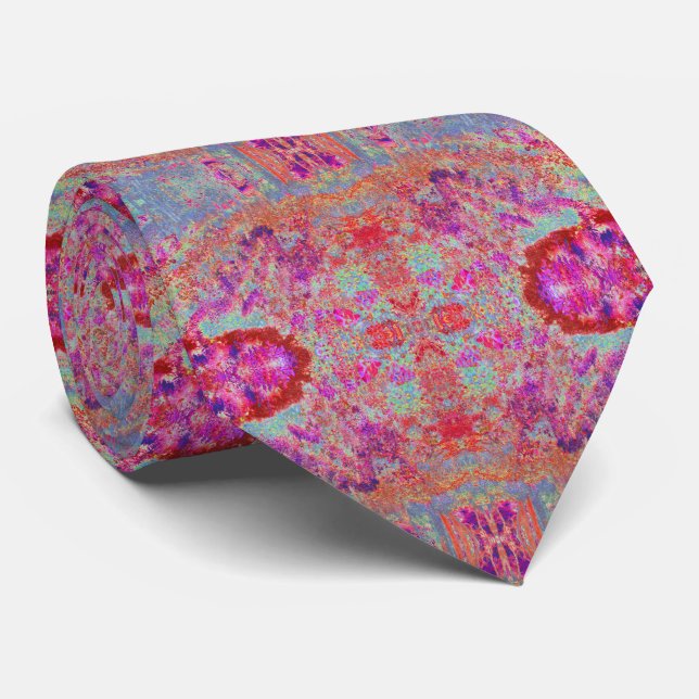 Cool Red Panoramic Garden Flowers View Tie (Rolled)