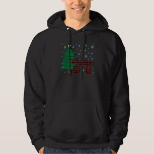 Cool Red Plaid Monster Truck Christmas Outfit Men Hoodie