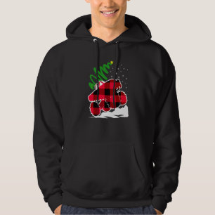 Cool Red Plaid Monster Truck Christmas Outfit Men Hoodie