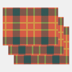 Cool Red Plaid Pattern Wrapping Paper Sheet