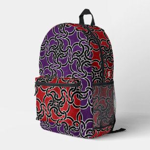 Cool Red Purple Black Celtic Knot Modern Monogram Printed Backpack