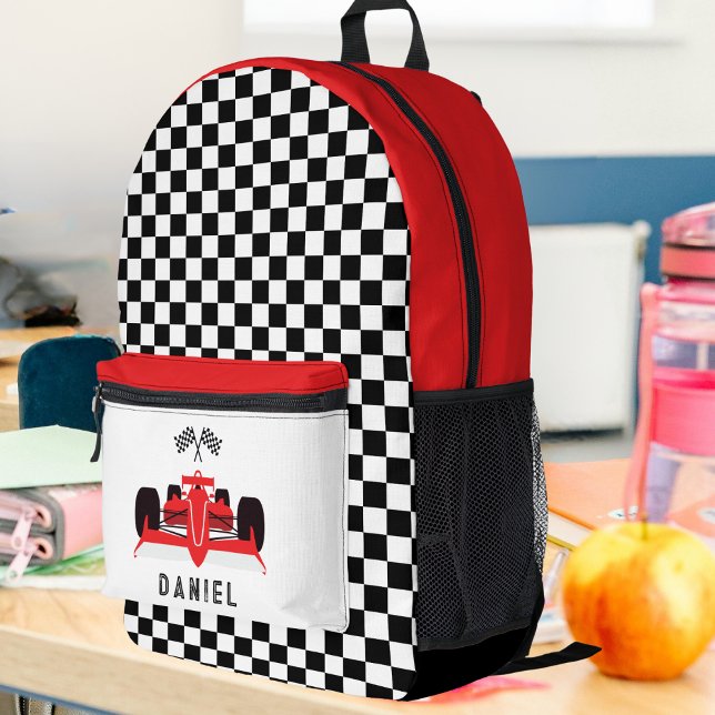 Cool Red Racing Car Boy's  Printed Backpack (Creator Uploaded)