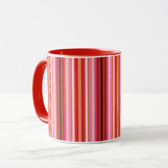 Cool Red Vertical Stripes Mug (Front Left)
