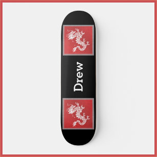 Cool Red White and Black Dragon Skateboard