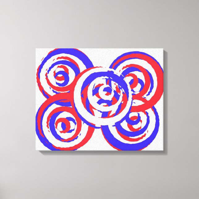 Cool Red White And Blue Patriotic Abstract Canvas Print (Front)