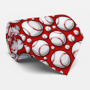 cool red white Baseball sports lovers Tie