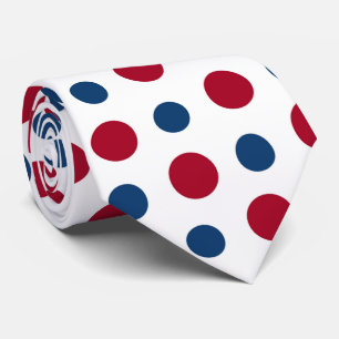 cool red white blue polka dot pattern tiled tie