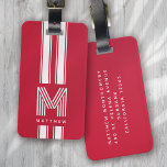 Cool Red White Racer Stripe Monogram Luggage Tag<br><div class="desc">A bold monogram design</div>