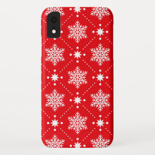 Cool Red White Snowflakes Christmas Pattern Case-Mate iPhone Case