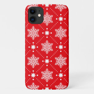 Cool Red White Snowflakes Christmas Pattern Case-Mate iPhone Case