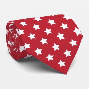cool red white star pattern neck tie