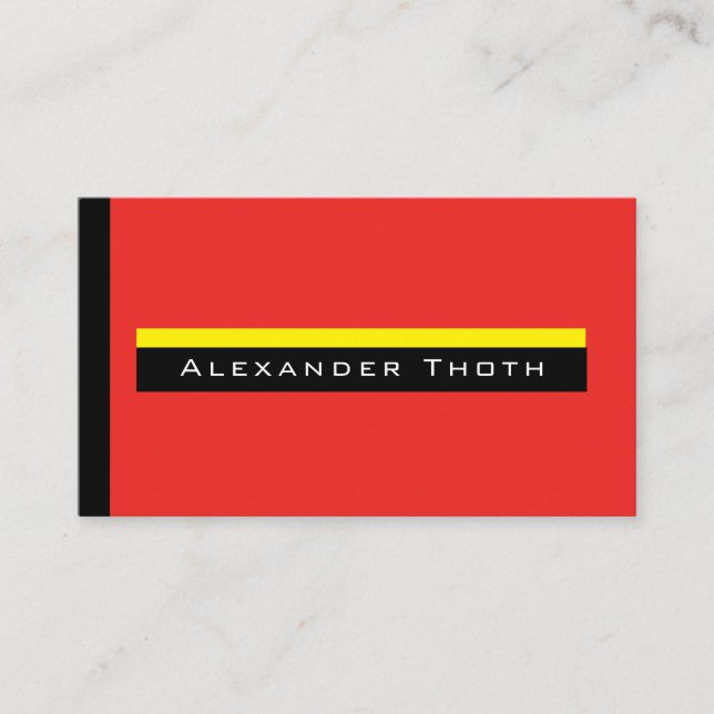 Cool red, yellow and black design business card (Front)