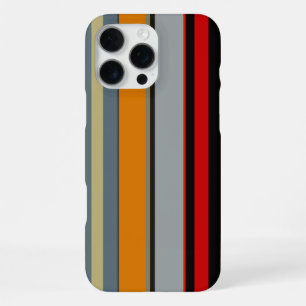 Cool Red Yellow Blue Silver Multicolor Stripes iPhone 16 Pro Max Case